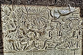 Angkor Wat temple, the bas-reliefs of the third enclosure. West Gallery Southern Part. Battle of Kuruksetra 